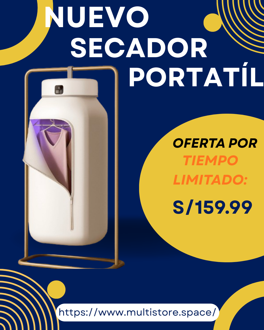 Secador De Ropa Portátil - Ropa seca en cualquier lugar